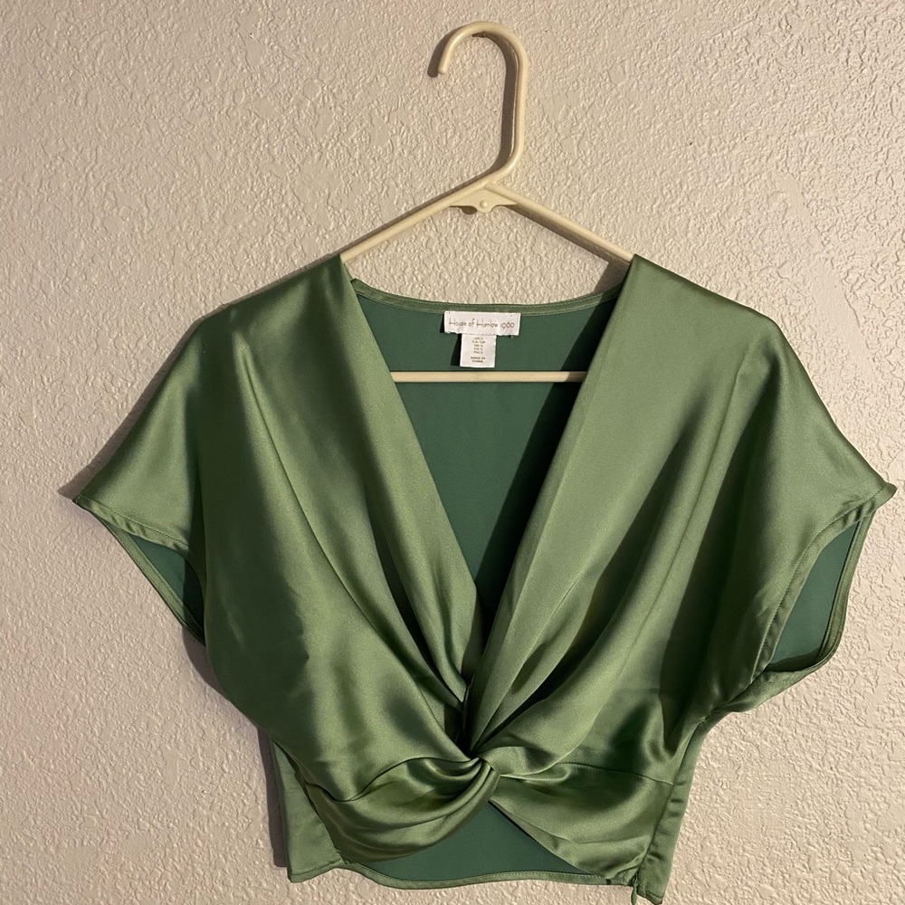 Elegant Green Satin Women's Top